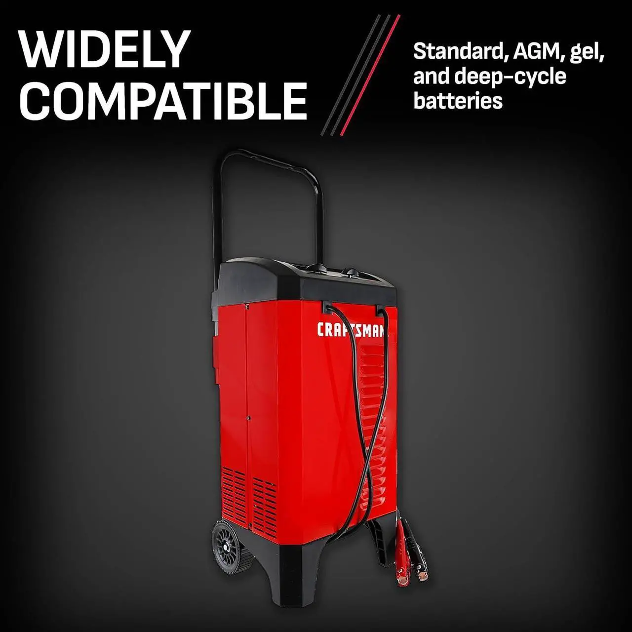 Alt view image 3 of 7 - CRAFTSMAN CMXCESM274 175 Cranking Amp 12V Manual Wheel Charger and Jump Starter  25A Boost Mode  for Car, SUV, Truck, and Boat Batteries