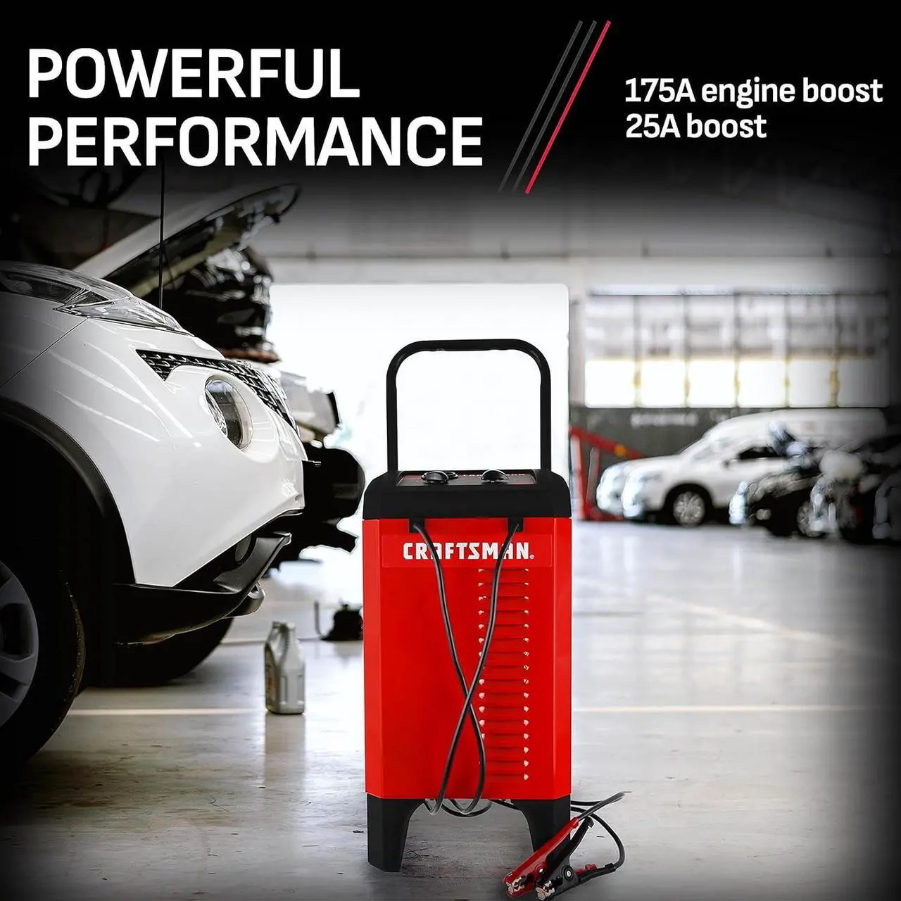 Alt view image 4 of 7 - CRAFTSMAN CMXCESM274 175 Cranking Amp 12V Manual Wheel Charger and Jump Starter  25A Boost Mode  for Car, SUV, Truck, and Boat Batteries
