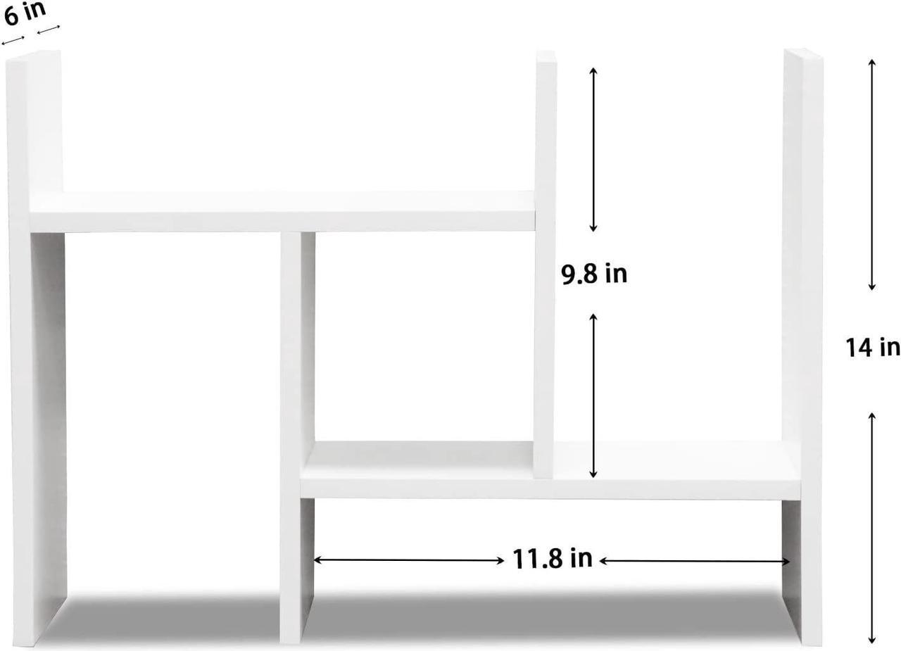 Alt view image 2 of 7 - MASAKA B&W - Kawaii Storage Desktop Organizer for Your Desk Space, Double H Plants Display Shelf, Home Office Storage Rack Adjustable Stackable for Office, Dormitory, Home - Free Standing Shelf White