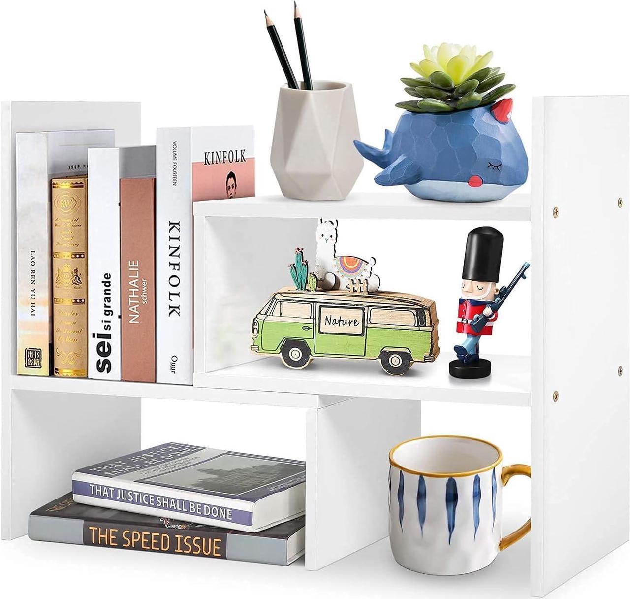 Alt view image 7 of 7 - GTIN Expandable Wood Desktop Bookshelf,Desktop Organizer Office Storage Rack,Wood Display Shelf-Free Style Display Stand Shelf,Corner Desk Storage Shelf,Countertop Bookcase for Office Supplies