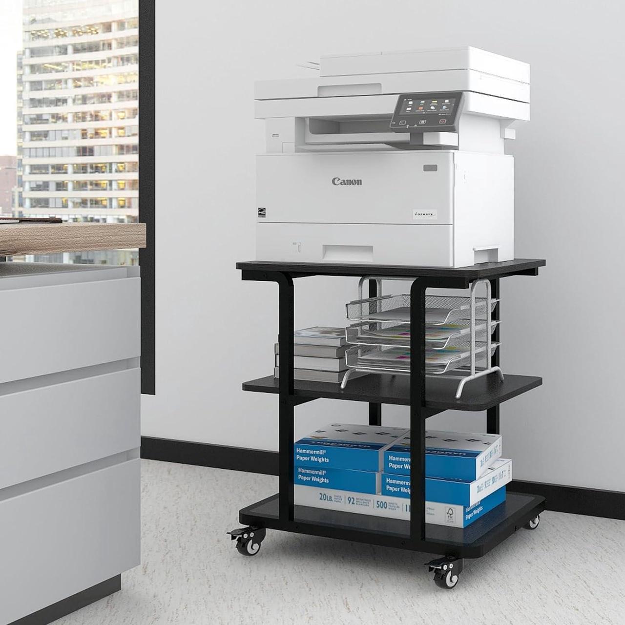 Main image of Natwind Printer Stand, 24''x20''x26'' Large Printer Table with Storage Shelf, 3 Tier Rolling Printer Cart with Wheels,Multifunctional Shelves for Home OfficeBlack