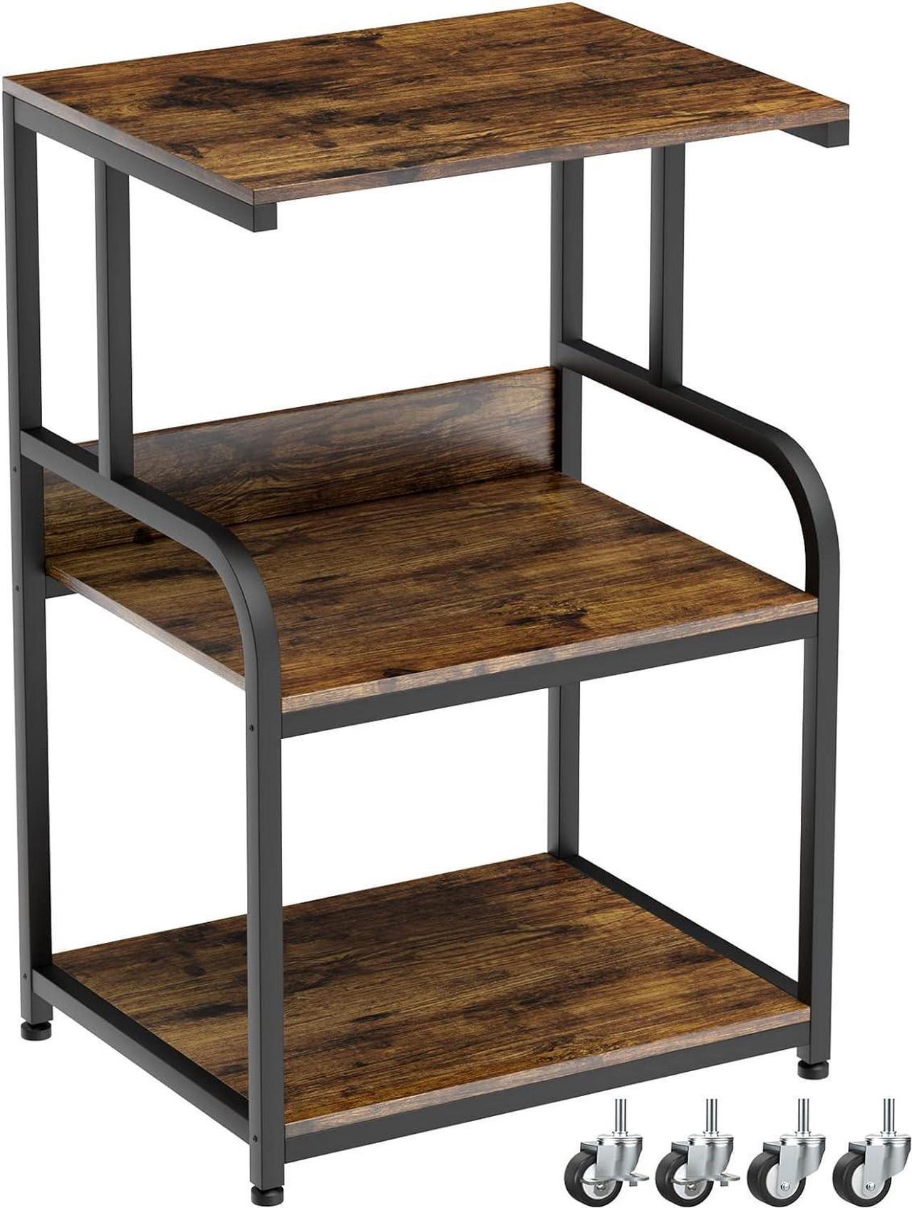 Main image of EasyCom Printer Stand- Large 3 Tier Printer Table with Wheels- Industrial Printer Storage Cart- Rolling Printer Cart with Storage Shelf for Printer Scanner Fax Home Office Use- Rustic Brown