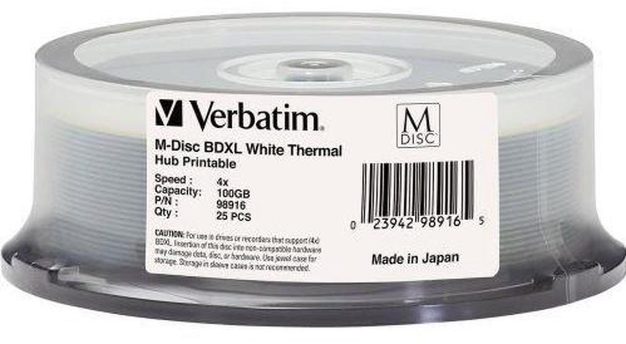 Alt view image 4 of 9 - VERBATIM CORPORATION 98916 25PK M-DISC BDXL 4X 100GB WHITE