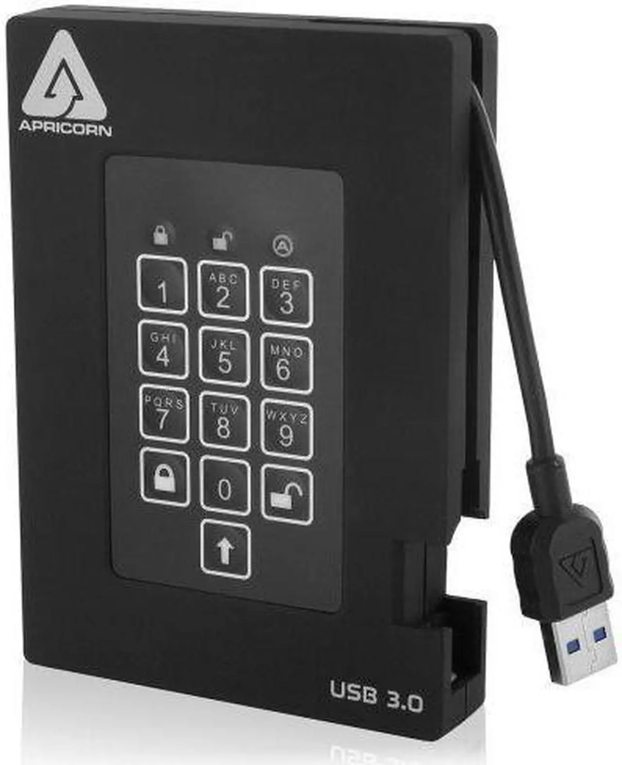 Alt view image 2 of 5 - Apricorn Aegis Padlock A25-3Pl256-500F 500 Gb Portable Hard Drive - 2.5" External - Black