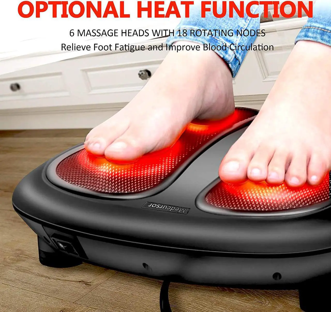 Alt view image 2 of 7 - Medcursor Shiatsu Foot Massager with Built-in Soothing Heat Function, Electric Deep Kneading Foot Massage Machine, Muscle Fatigue Relief
