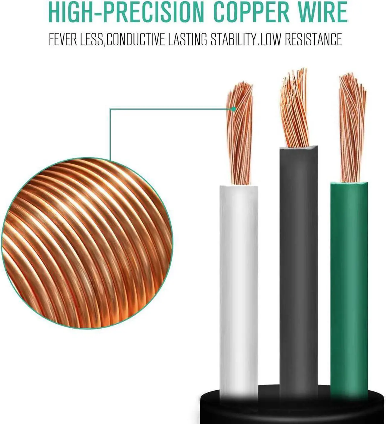 Alt view image 5 of 7 - 6 Pack Extension Cords, 3 Prong Power Cord 14AWG Extension Cable with 360 Degree Rotating Flat Plug