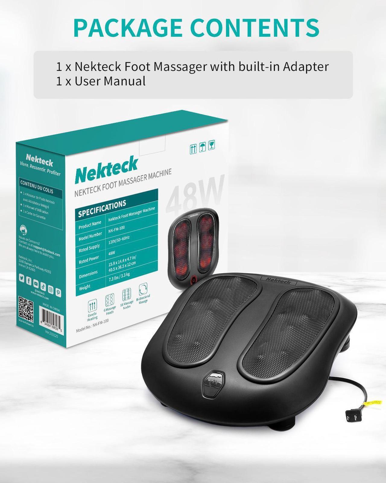 Alt view image 6 of 6 - Nekteck Foot Massager Kneading Shiatsu Therapy Massage with Built in Heat Function and Power Cord - Black