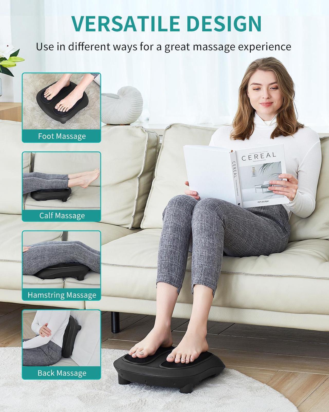 Alt view image 3 of 6 - Nekteck Foot Massager Kneading Shiatsu Therapy Massage with Built in Heat Function and Power Cord - Black