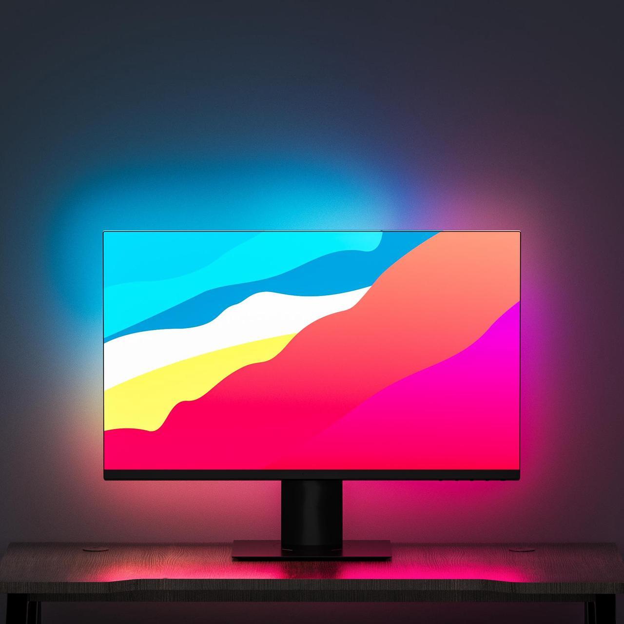 Alt view image 3 of 4 - LED light Strip, USB-Powered Software-Controlled RGB Strip Lights for PC Monitor/ Mirror/ TV, Smart Gaming Ambient Lighting with Color-Match Video, Music Sync 32''