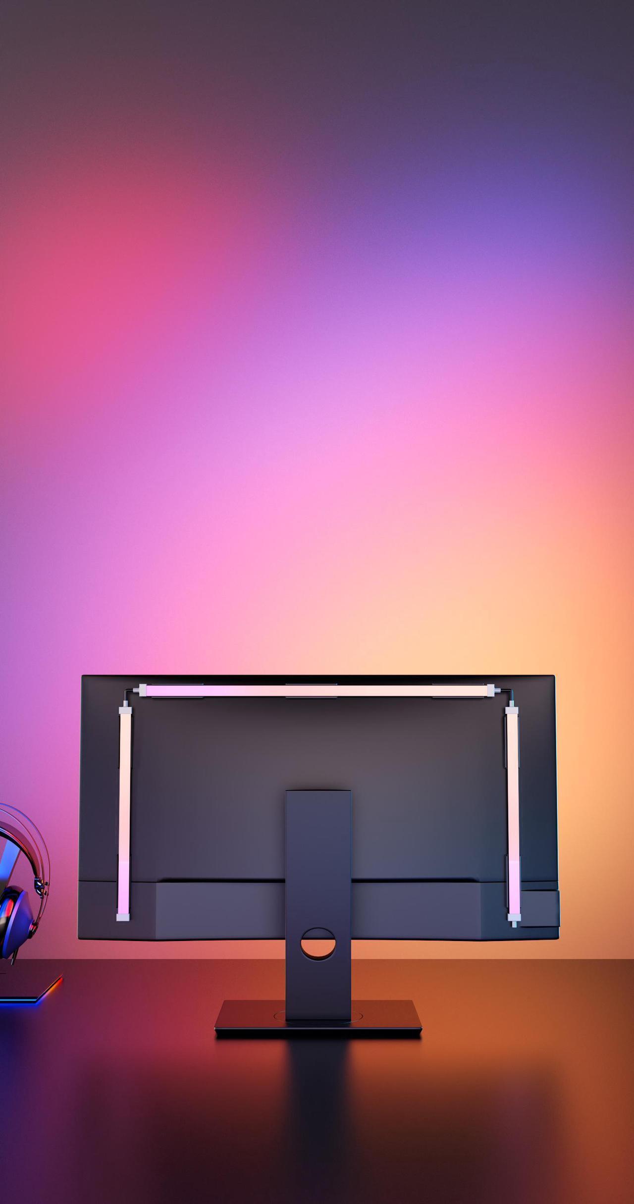 Alt view image 3 of 4 - LED light Strip, USB-Powered Software-Controlled RGB Strip Lights for PC Monitor/ Mirror/ TV, Smart Gaming Ambient Lighting with Color-Match Video, Music Sync 34''