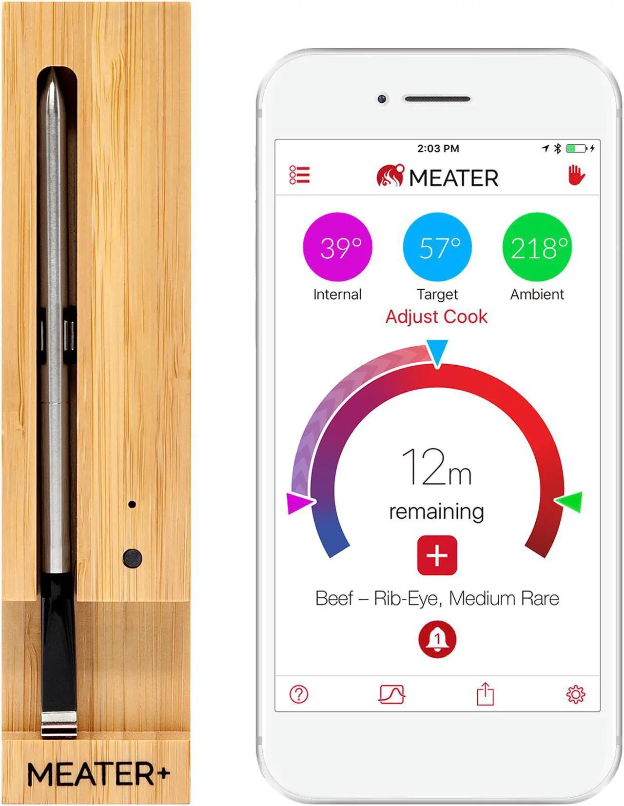 MEATER+ Smart Wireless Meat Thermometer with Internal and Ambient Sensors for Consistent Results Extended Bluetooth Range Edition - Amazon Alexa Compatible