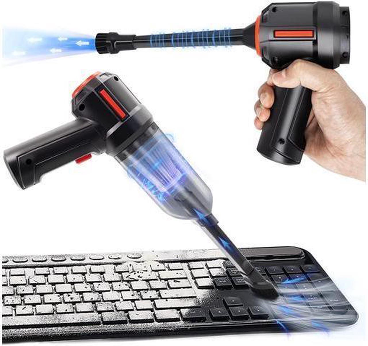 Compressed Air Duster & Mini Vacuum Keyboard Cleaner 3-in-1, New Generation Canned Air Spray, Portable Electric Air Can, Cordless Blower Computer Cleaning Kit