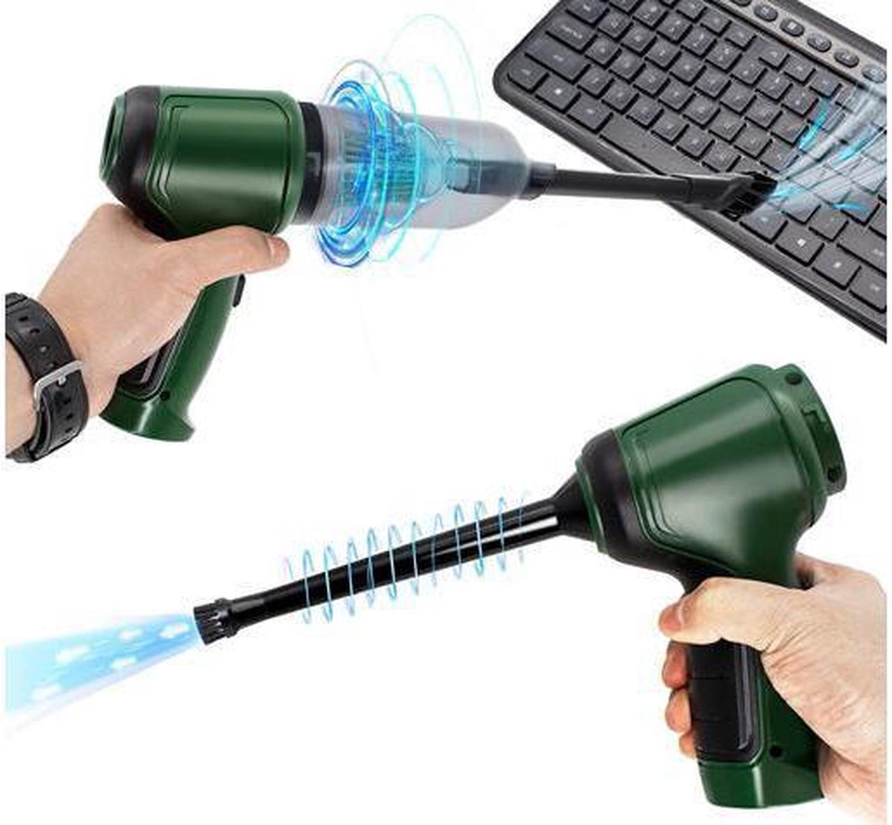 Compressed Air Duster, Keyboard Cleaner, 3-in-1 Mini Vacuum, 36000 RPM Electric Canned Air Kit, Cordless Air Can for Computer Desk Electronics Dust Cleaning, Air blow with Rechargeable Battery