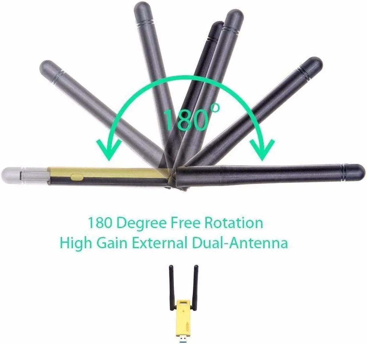 Alt view image 4 of 6 - USB Wifi Dual Band 1200 Mbps Wireless - AC Card Network Adapter Dongle Antenna