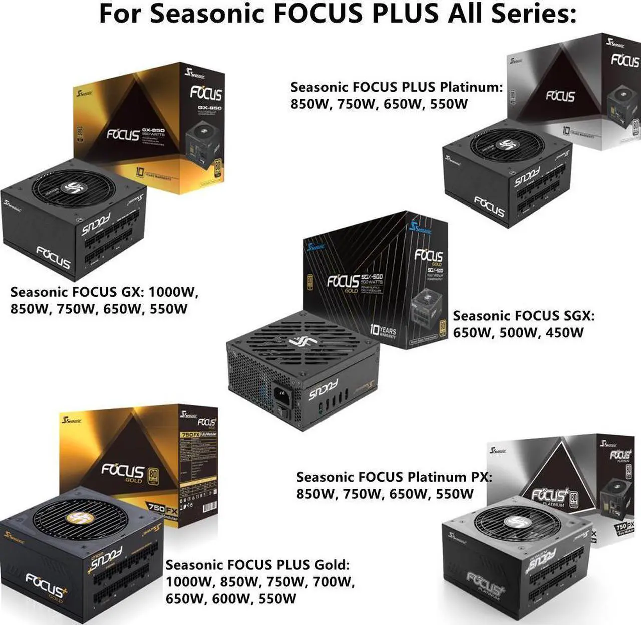 Alt view image 6 of 6 - PCIe 8Pin to Dual 8Pin GPU Cable 60+20CM 18AWG For Seasonic FOCUS PLUS All Series GOLD/Platinum/PX/GX/SGX 1000W, 850W, 750W, 650W, 550W 450W