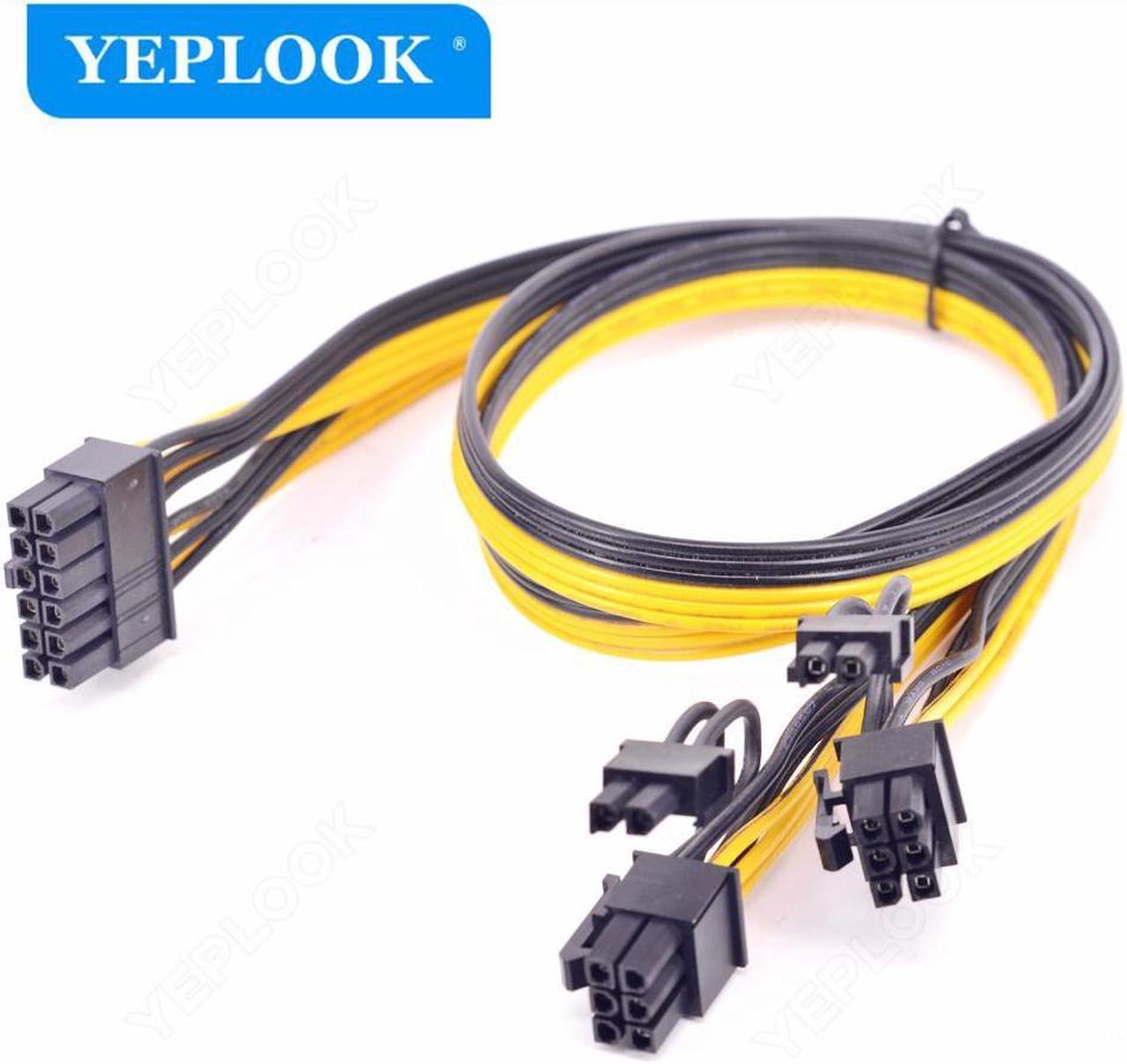 Alt view image 2 of 6 - 12Pin to Dual 8Pin PCIe 8Pin(6Pin+2Pin) GPU Cable 18AWG 60+60CM Black Yellow For GPU 3080 3090 2060 Seasonic P-860 P-1000 X-1050