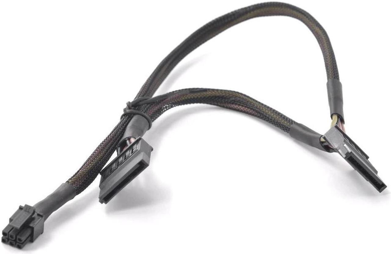 Alt view image 2 of 5 - PCIe 6Pin Male 1 to 2 SATA 15Pin Female Power Supply Cable Port Multiplier GPU 6 pin Power Port to Dual SATA for Dell vostro