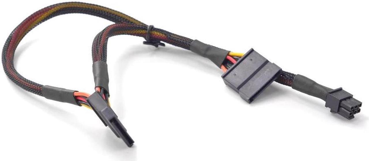 Alt view image 5 of 5 - PCIe 6Pin Male 1 to 2 SATA 15Pin Female Power Supply Cable Port Multiplier GPU 6 pin Power Port to Dual SATA for Dell vostro