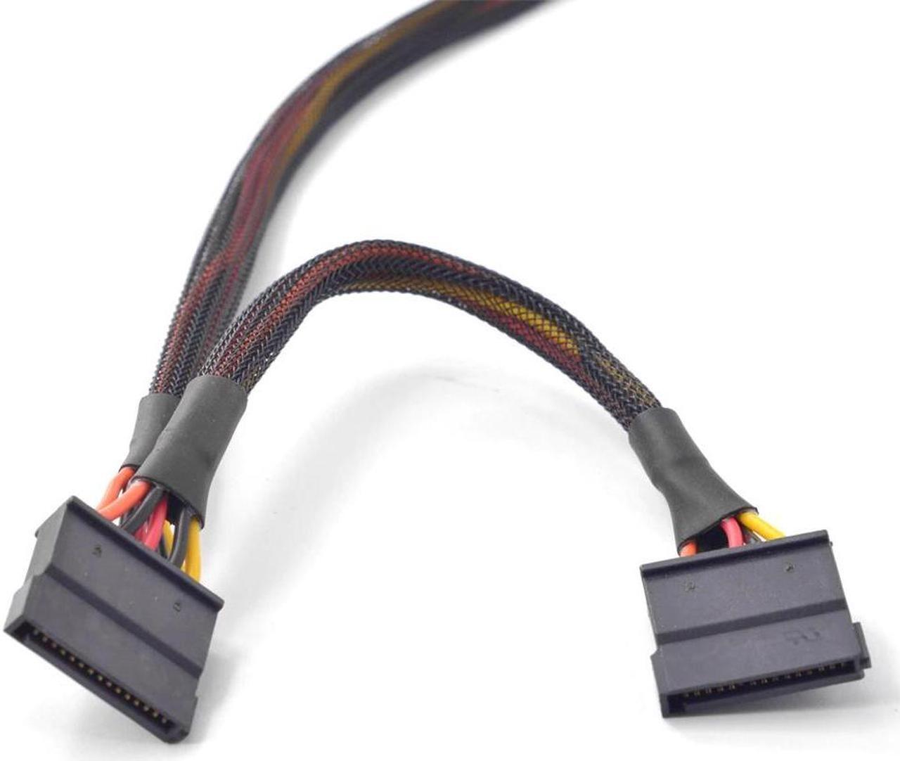 Alt view image 3 of 5 - PCIe 6Pin Male 1 to 2 SATA 15Pin Female Power Supply Cable Port Multiplier GPU 6 pin Power Port to Dual SATA for Dell vostro