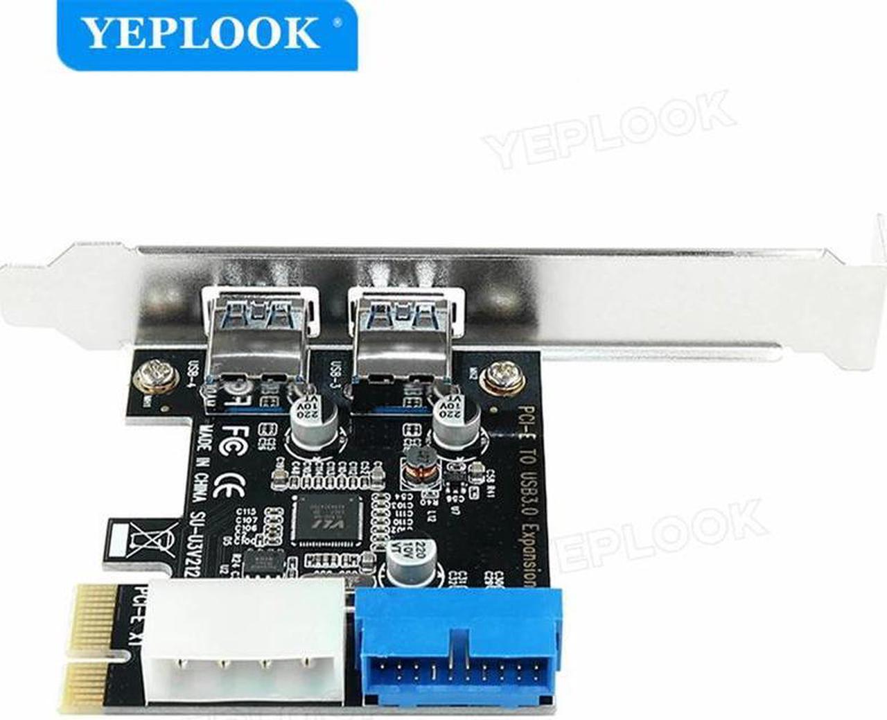 Alt view image 3 of 6 - PCIe to USB3.0 External 2 Port USB3.0 PCI-E x1 Expansion Card Adapter Internal 19pin Header 4pin IDE Power Connector for Desktop