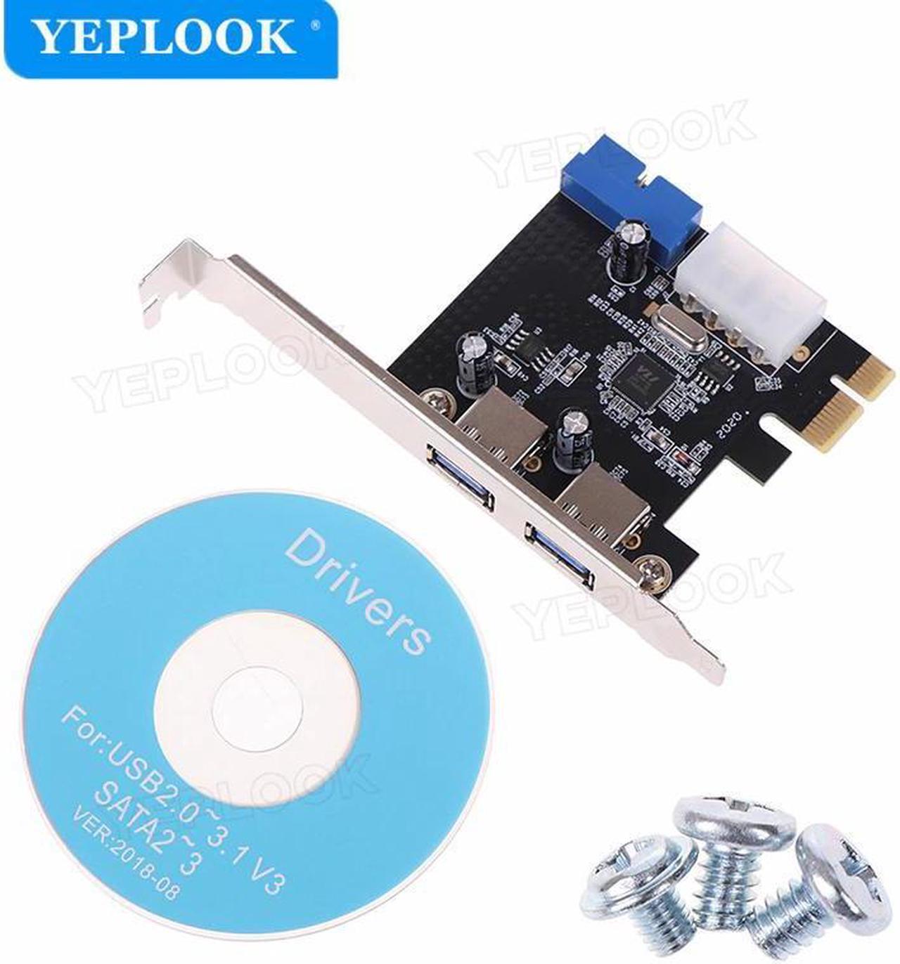 Alt view image 5 of 6 - PCIe to USB3.0 External 2 Port USB3.0 PCI-E x1 Expansion Card Adapter Internal 19pin Header 4pin IDE Power Connector for Desktop