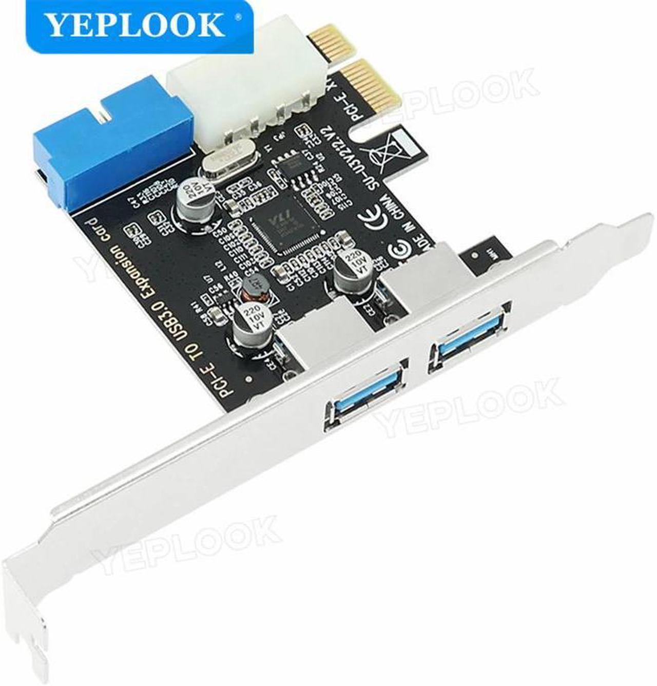 Alt view image 4 of 6 - PCIe to USB3.0 External 2 Port USB3.0 PCI-E x1 Expansion Card Adapter Internal 19pin Header 4pin IDE Power Connector for Desktop