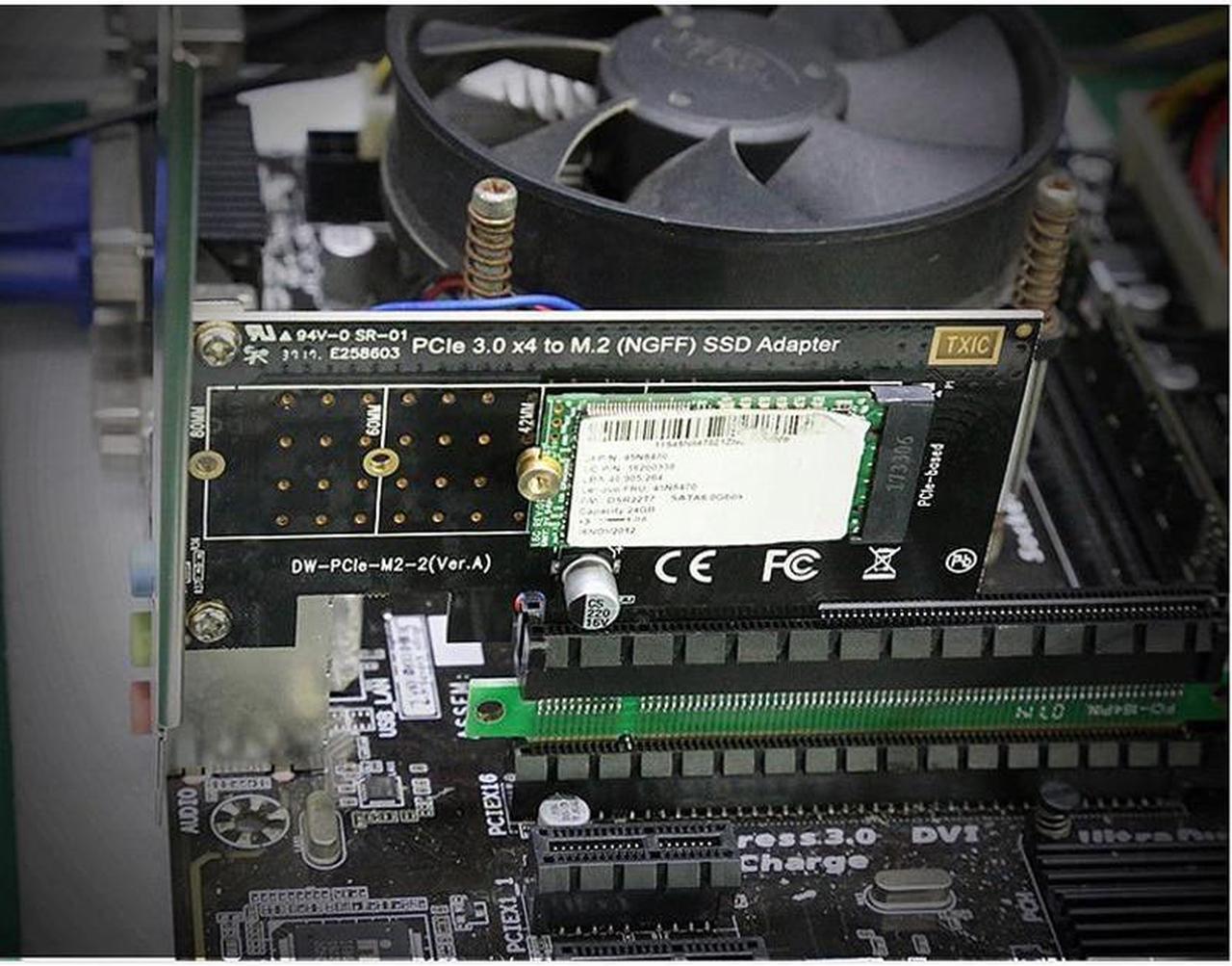 Alt view image 6 of 6 - PCIE 4X to M.2 Adapter NGFF SATA SSD SATA III Card Riser adapter
