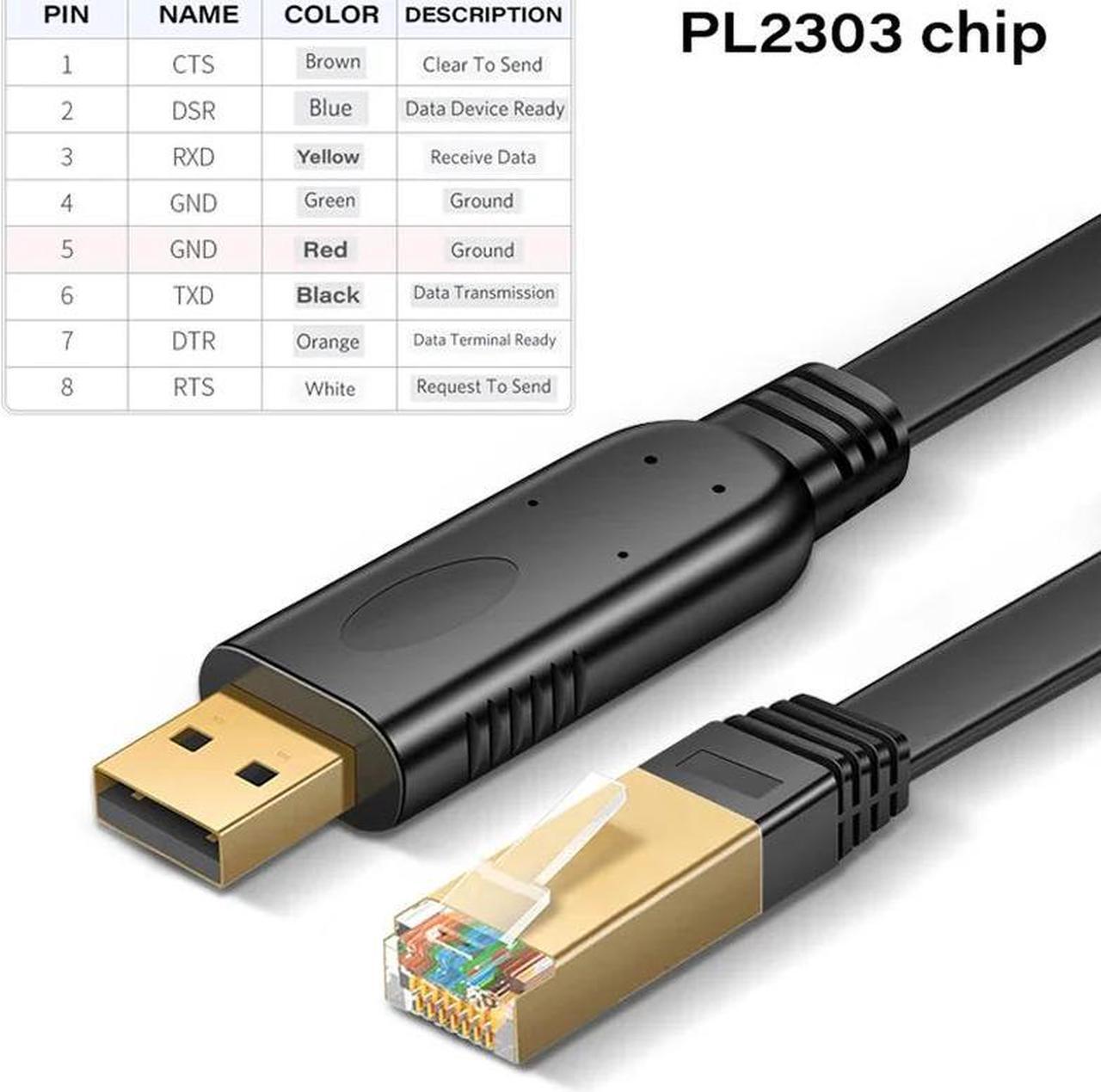 Alt view image 4 of 4 - USB to RJ45 Console Cable RS232 Serial Adapter for Computer Laptop Cisco Router Switch USB RJ 45 8P8C Converter Console Cable
 (10ft)