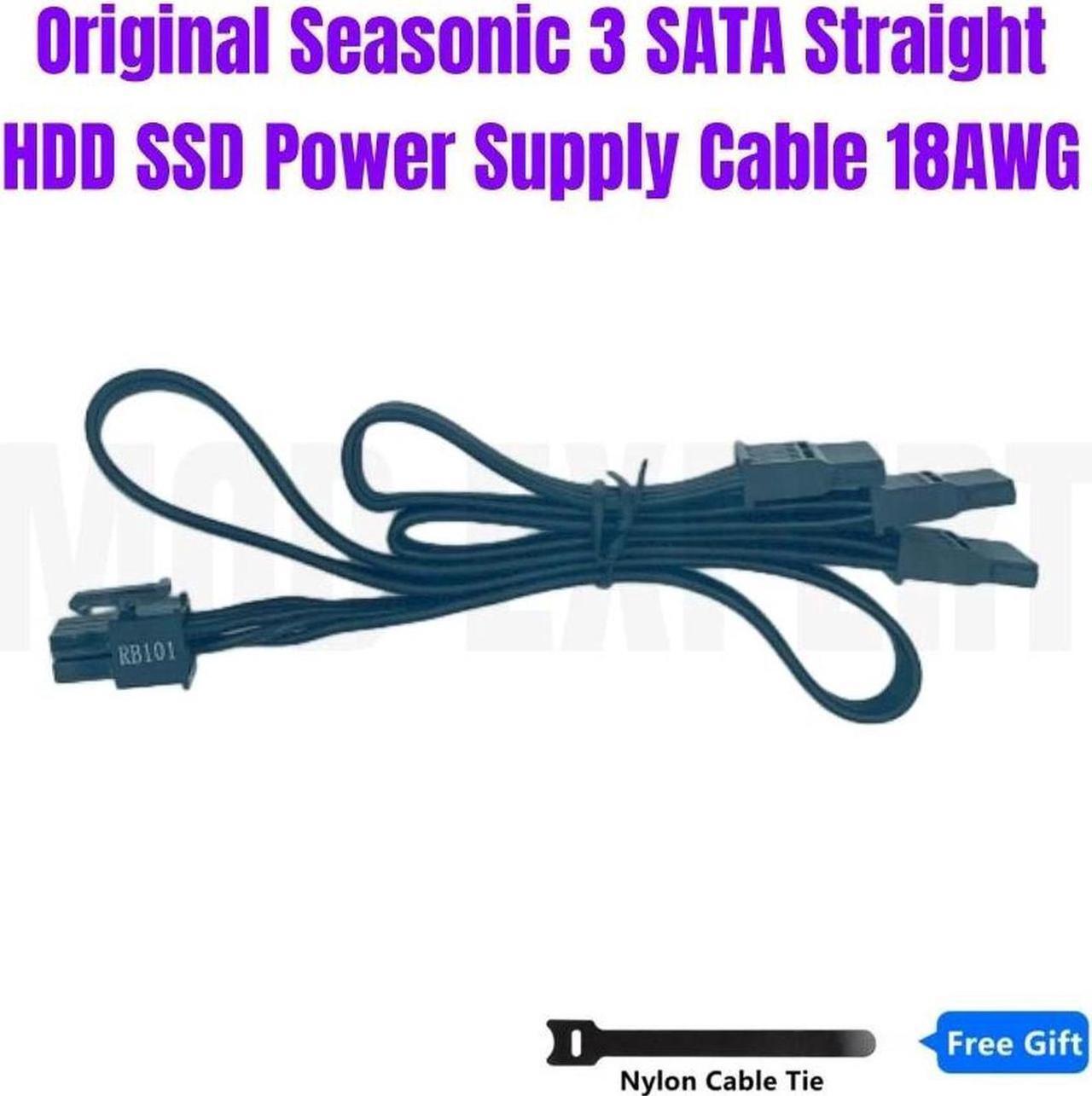 Main image of PCIe 6Pin to 3 SATA Straight HDD SSD Power Cable For Seasonic Platinum Series Fanless SS-400FL2, SS-460FL2, SS-520FL2
