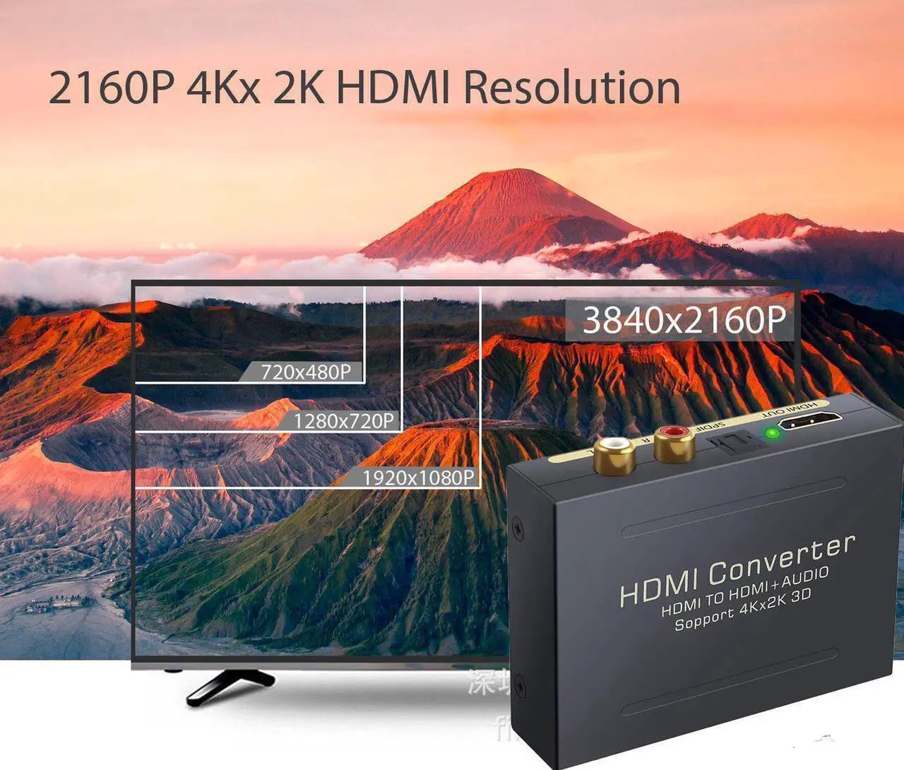 Alt view image 6 of 7 - HDMI Audio Extractor, HDMI to HDMI + Optical Toslink SPDIF + RCA(L/R) Stereo Analog Outputs,Support Full HD,4K@30Hz,1080P,3D,Compatible with Xbox PS3 PS4 Fire Stick Roku Blu-Ray Player HDTV