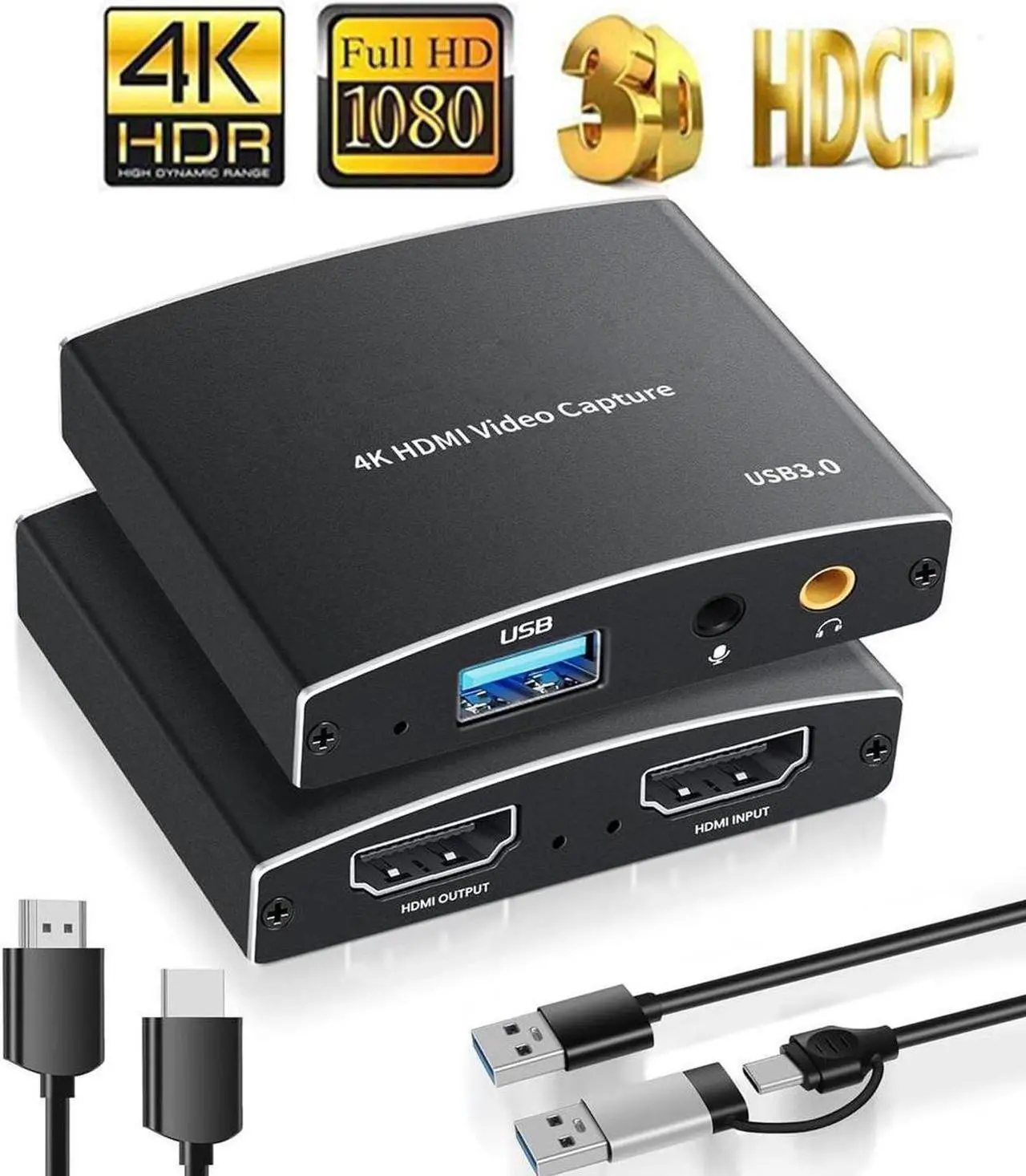 Main image of External USB Capture Card, Stream and Record in 1080p 60FPS 4K@60Hz with ultra-low latency on Nintendo Switch/PS5/OBS/PC/Camera, in OBS and more, works with PC and Mac