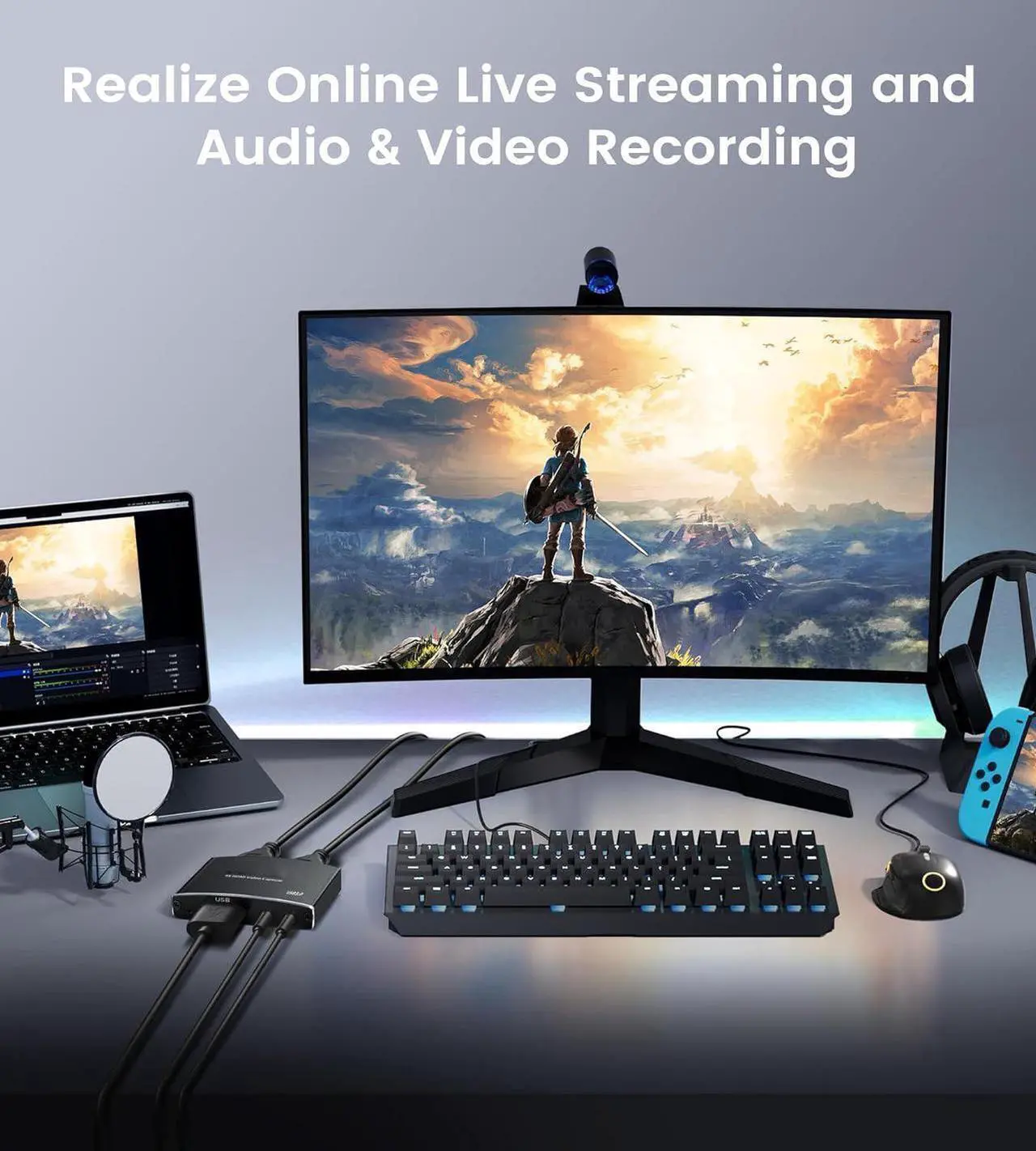 Alt view image 4 of 7 - External USB Capture Card, Stream and Record in 1080p 60FPS 4K@60Hz with ultra-low latency on Nintendo Switch/PS5/OBS/PC/Camera, in OBS and more, works with PC and Mac