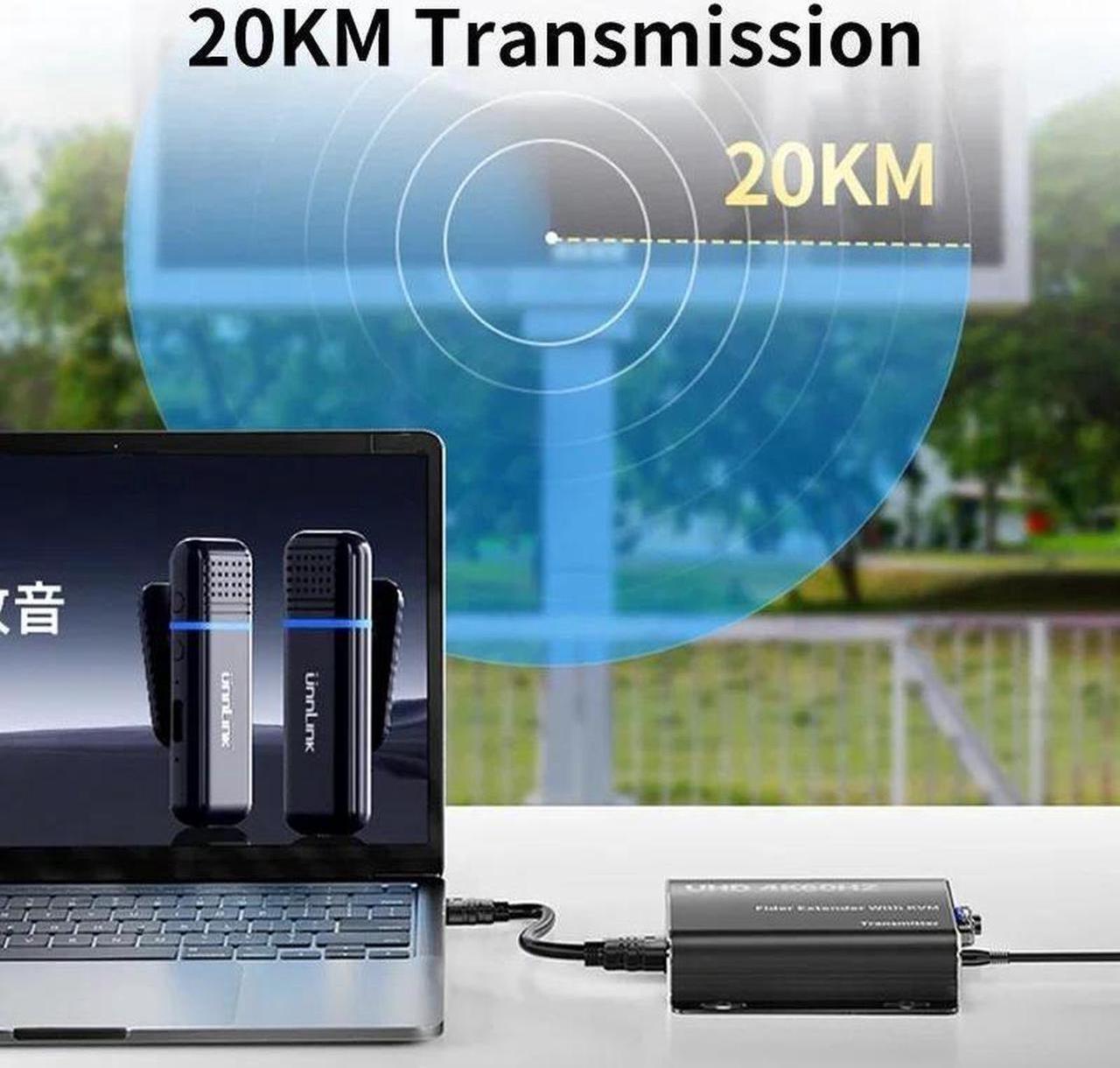 Alt view image 6 of 7 - 4K 60Hz HDMI Over LC Fiber Optic Extender with KVM USB and IR Control, Full HD 4K HDMI to LC Single Mode Fiber Optic Cable up to 12.4mile/20Km, Support HDMI Loop, A Pair