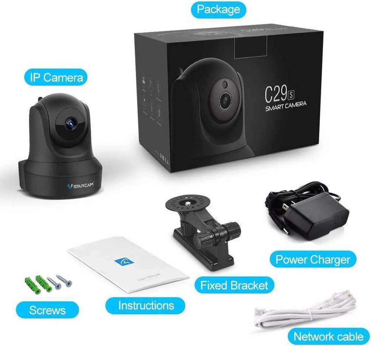 Alt view image 7 of 7 - VStarcam C29S Home Security Camera PTZ 1080P WiFi IP Camera with Night Vision 2-Way Audio for Baby and Pet Surveillance Camera, Motion Detection, APP Remote Control, Nanny Cam-Black