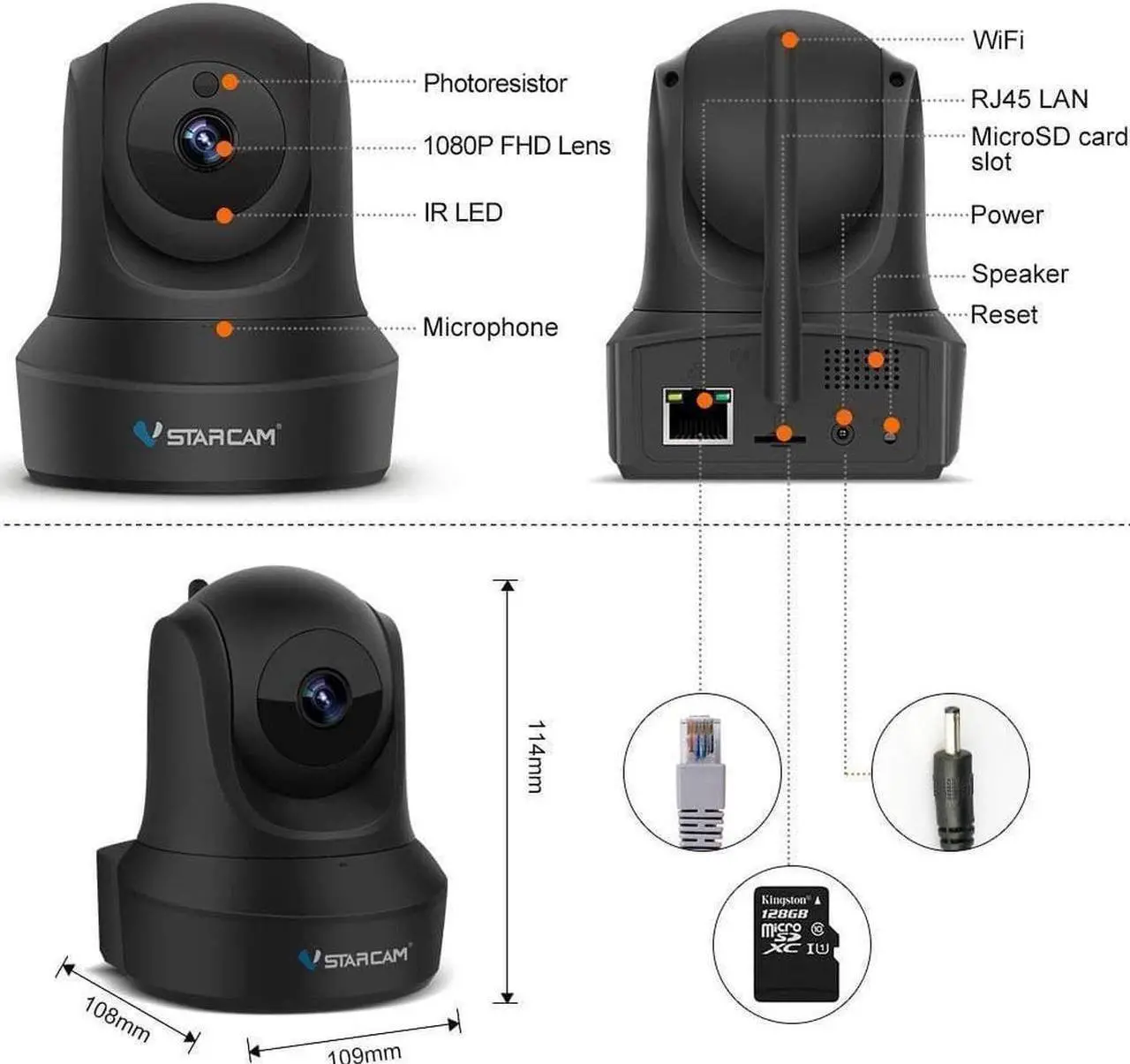 Alt view image 2 of 7 - VStarcam 1080P WiFi IP Camera, Pan/Tilt/Zoom HD Wireless Indoor Camera with Night Vision, 2.4GHz Remote Monitor for Baby/Pet/Home Security-C29S Black