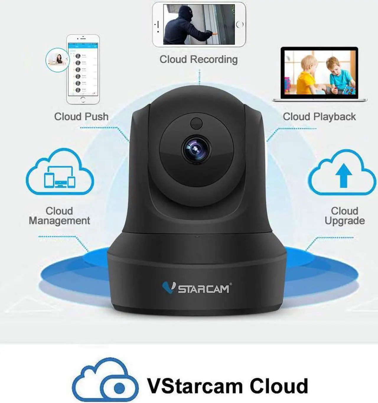 Alt view image 3 of 7 - Vstarcam C29S 1080P Wireless IP Camera IR CCTV WiFi Home Surveillance Security Camera System Indoor PTZ Camera baby monitor-Black
