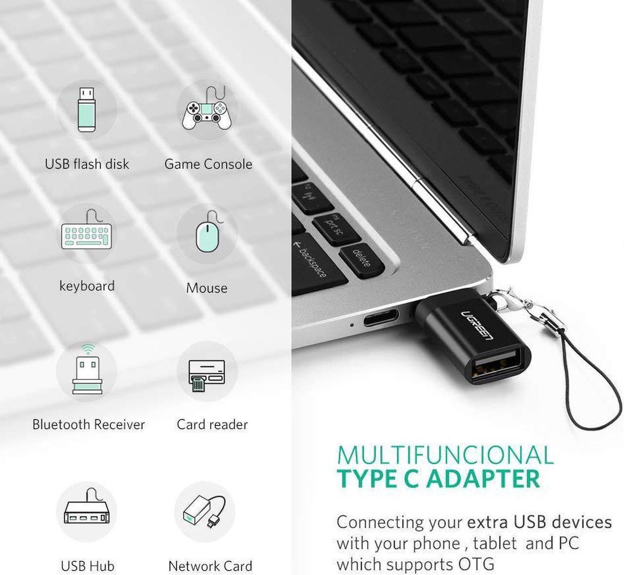 Alt view image 4 of 7 - USB C Adapter Type C to USB 3.0 Adapter Compatible for MacBook Pro 2017 2016, Samsung Galaxy S9 S8 Plus Note 9 8, LG G7 ThinQ V20 G5 G6 V30, Nexus 6P 5X, Google Pixel 2 XL, with Keychain