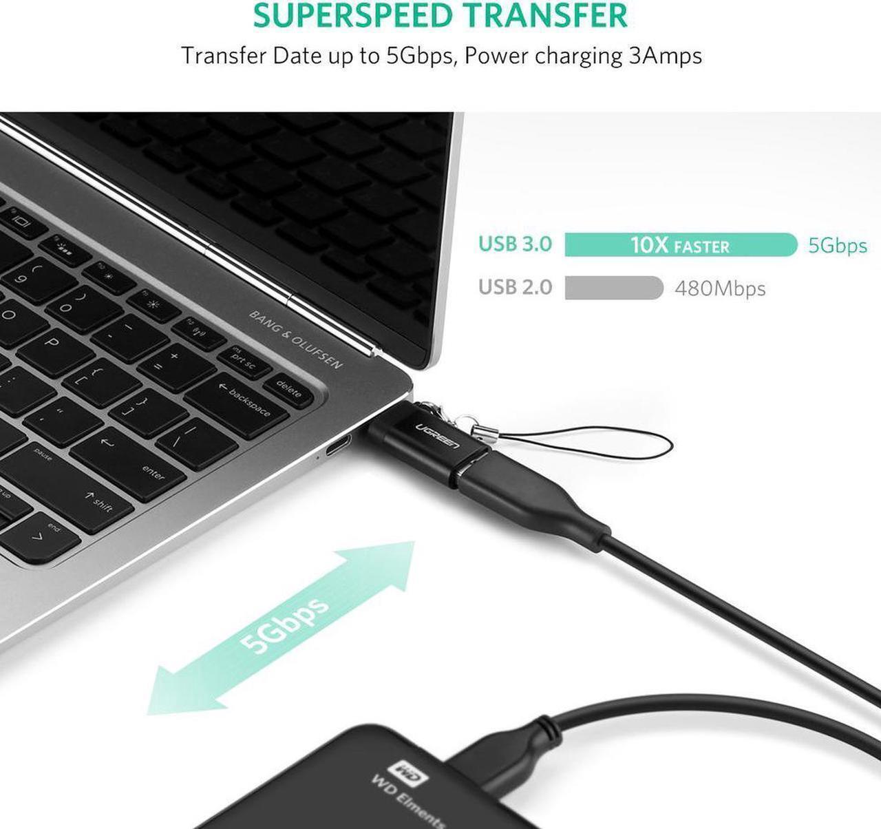 Alt view image 5 of 7 - USB C Adapter Type C to USB 3.0 Adapter Compatible for MacBook Pro 2017 2016, Samsung Galaxy S9 S8 Plus Note 9 8, LG G7 ThinQ V20 G5 G6 V30, Nexus 6P 5X, Google Pixel 2 XL, with Keychain