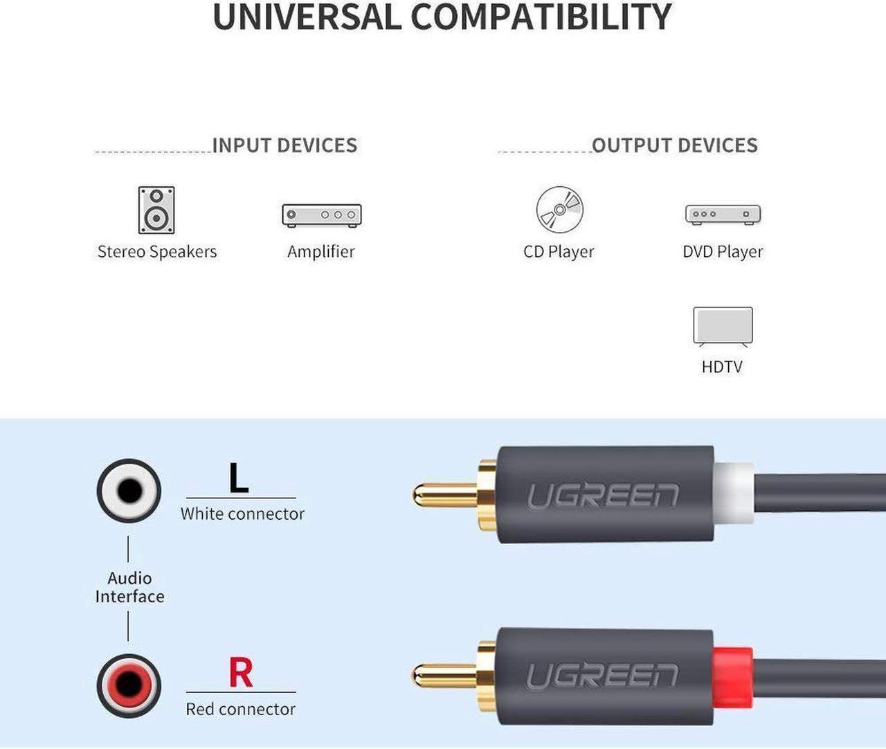 Alt view image 2 of 7 - 2RCA Male to 2RCA Male Stereo Audio Cable Gold Plated for Home Theater, HDTV, Gaming Consoles, Hi-Fi Systems,10ft 3m