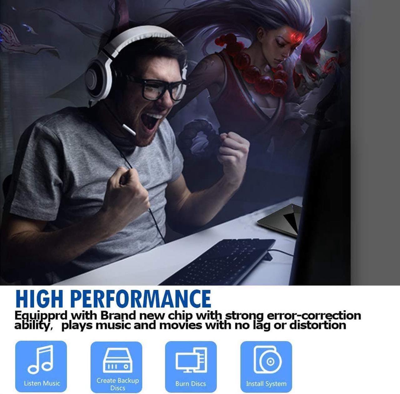 Alt view image 6 of 7 - External CD Drive Type C & USB 3.0 Portable High-Speed CD/DVD +/-RW Reader CD DVD Burner/Player/Writer for PC Desktop/Laptop/Linux/Notebook Windows 10/8/7/XP/Vista
