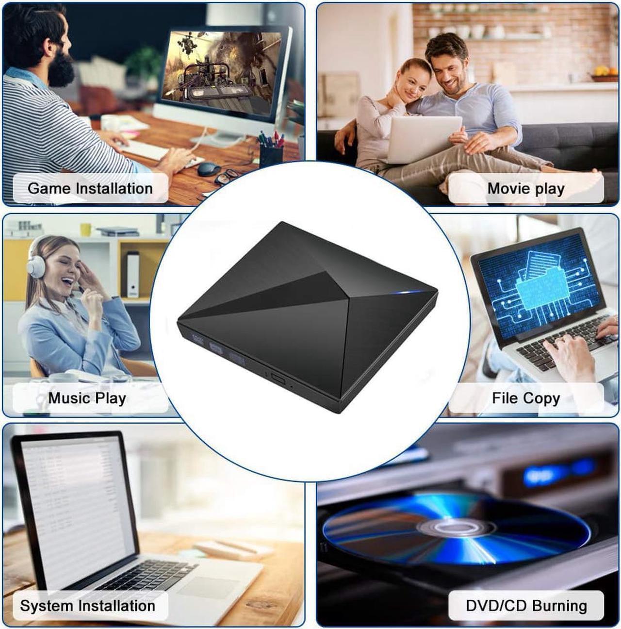 Alt view image 7 of 7 - External CD Drive Type C & USB 3.0 Portable High-Speed CD/DVD +/-RW Reader CD DVD Burner/Player/Writer for PC Desktop/Laptop/Linux/Notebook Windows 10/8/7/XP/Vista
