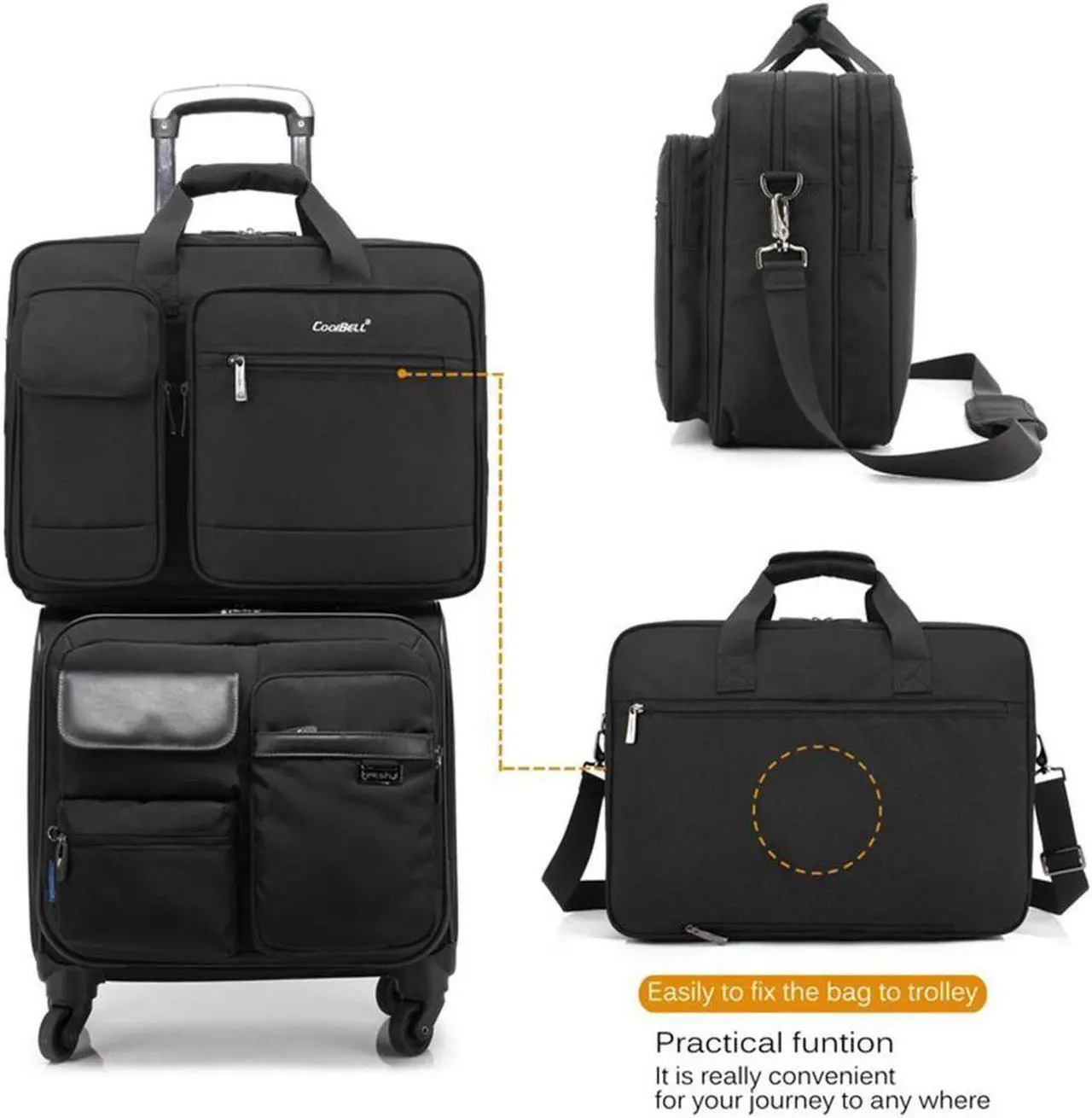 Alt view image 6 of 7 - Laptop Bag 17.3 Inch Laptop Briefcase Laptop Messenger Bag Water Repellent Computer Case Laptop Shoulder Bag Durable Tablet Sleeve for Business/College/Women/Men Fits 17.3 Inch Laptop- Black