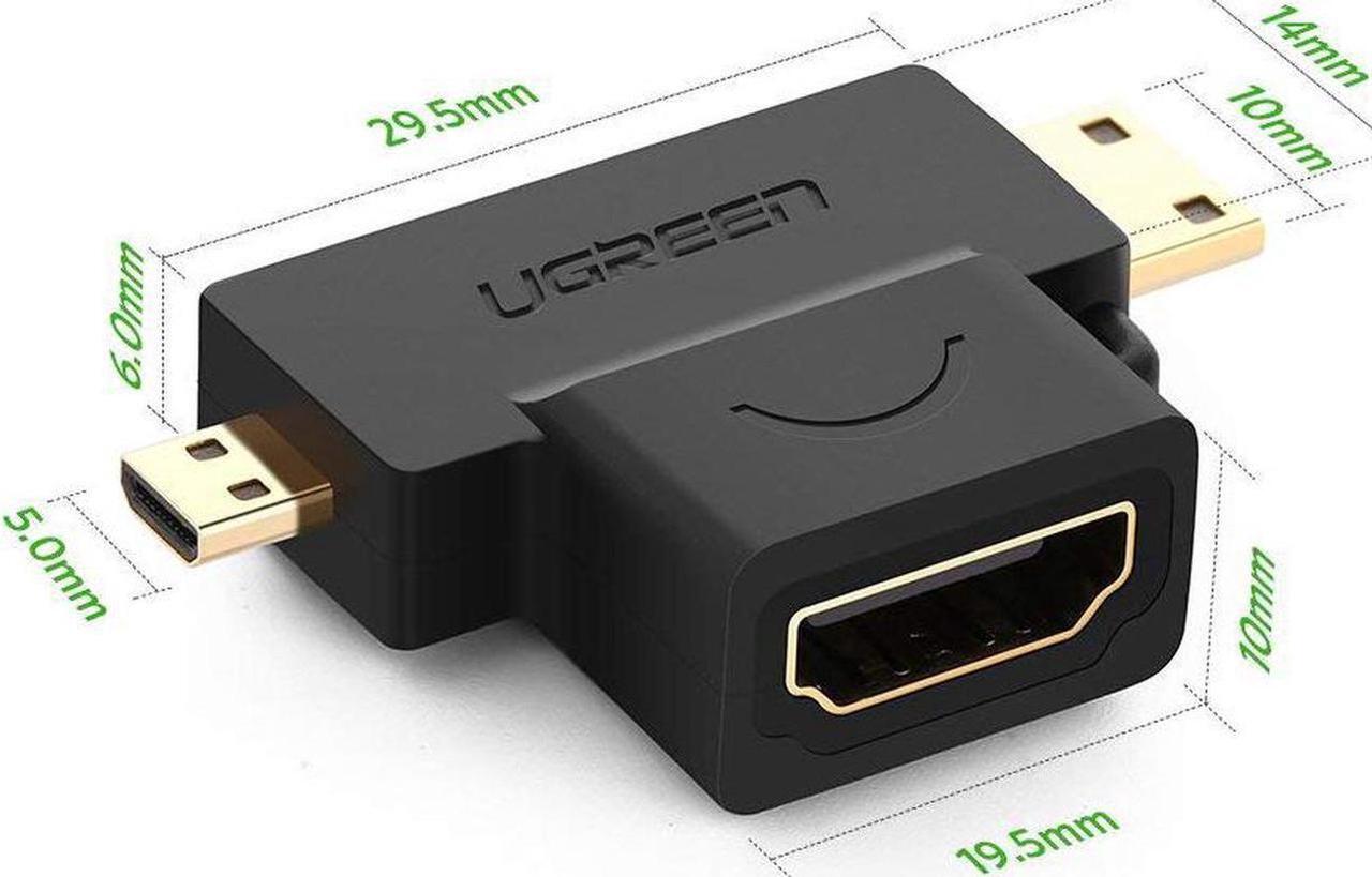 Alt view image 3 of 6 - 2Pack 2 in 1 Mini HDMI Micro HDMI Male to HDMI Female Adapter Supports 1080P 60Hz GoPro Hero 6 Hero 5 Black, Nexus 10 Tablet, Raspberry Pi, Camera, Camcorder, DSLR, Video Card etc