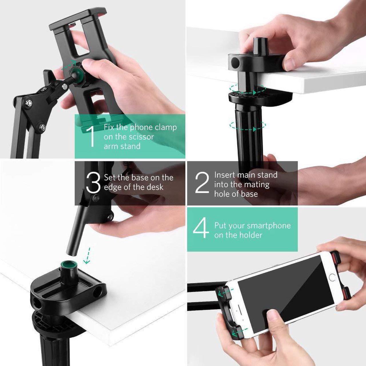 Alt view image 6 of 7 - Tablet Mount Lazy Holder Adjustable Long Arm Clamp Compatible for iPad Air Pro Mini, iPhone X 8 7 6 6S, Samsung Galaxy S9 Plus S8, Nintendo Switch, All 4"-12.9" Cell Phone and Tablet