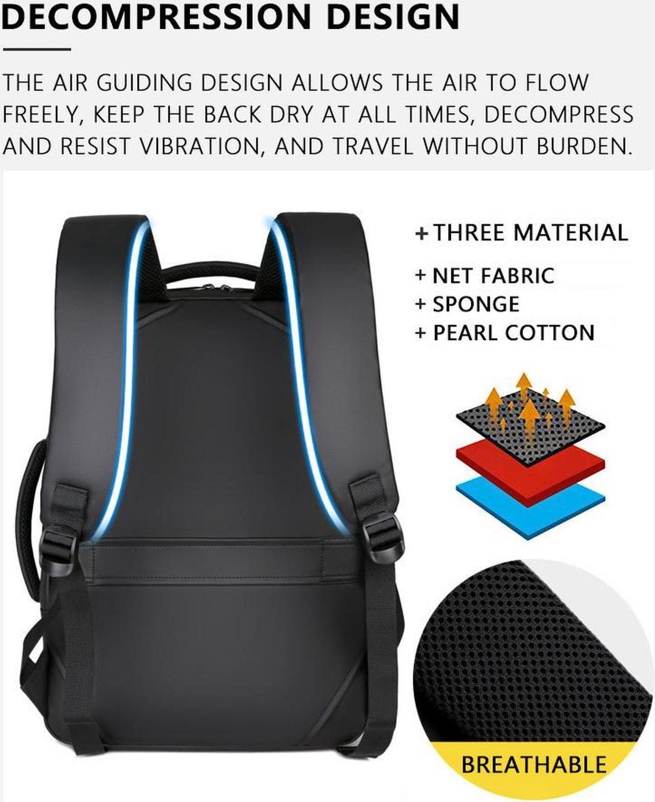 Alt view image 2 of 7 - Travel Business Laptop Backpack up to 15.6 inch, Water Resistant College School Computer Bag for Women & Men and Students, Slim Work Backpack for Laptops & Notebook with USB Charging Port (Black)