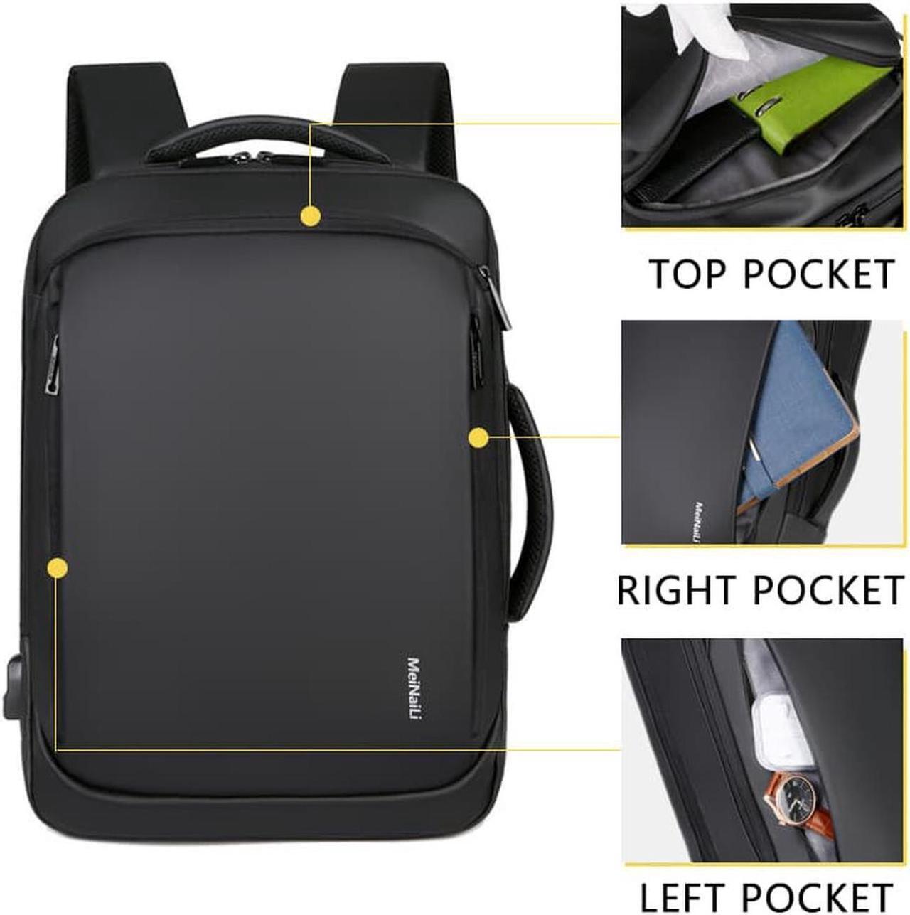 Alt view image 5 of 7 - Travel Business Laptop Backpack up to 15.6 inch, Water Resistant College School Computer Bag for Women & Men and Students, Slim Work Backpack for Laptops & Notebook with USB Charging Port (Black)