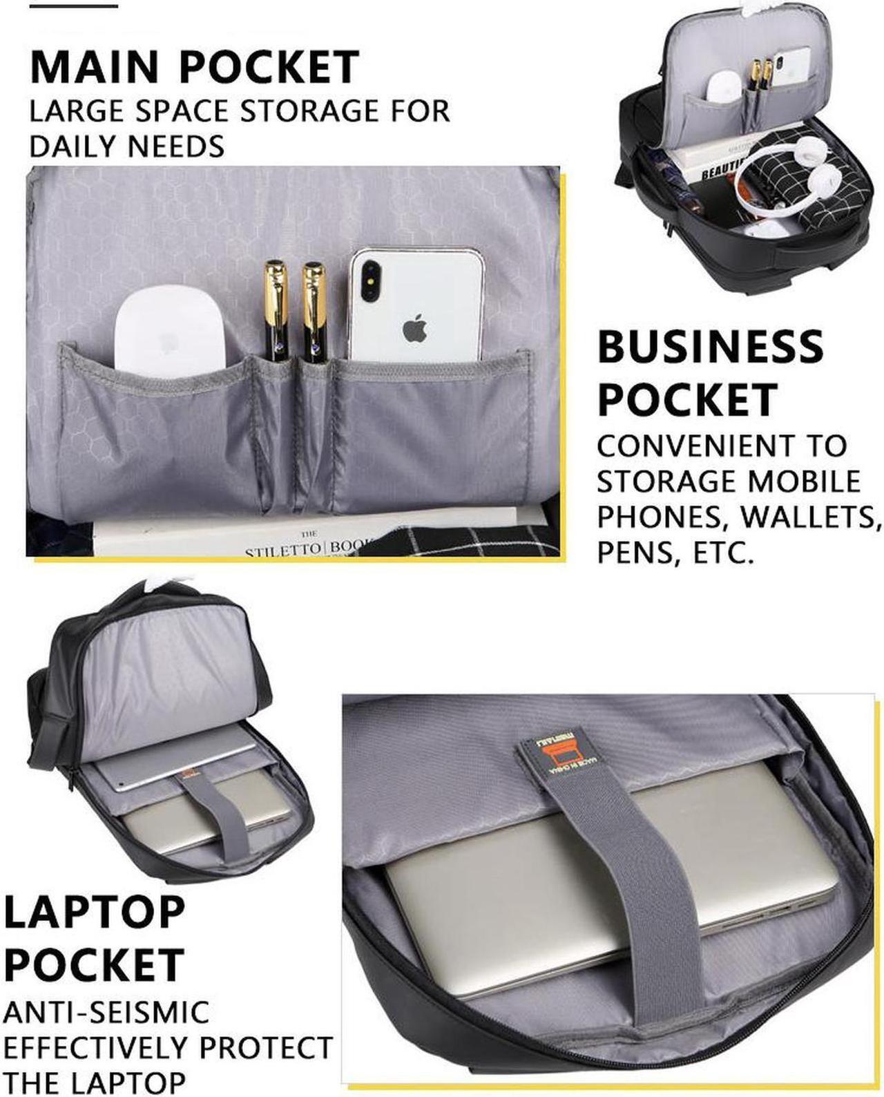 Alt view image 4 of 7 - Travel Business Laptop Backpack up to 15.6 inch, Water Resistant College School Computer Bag for Women & Men and Students, Slim Work Backpack for Laptops & Notebook with USB Charging Port (Black)