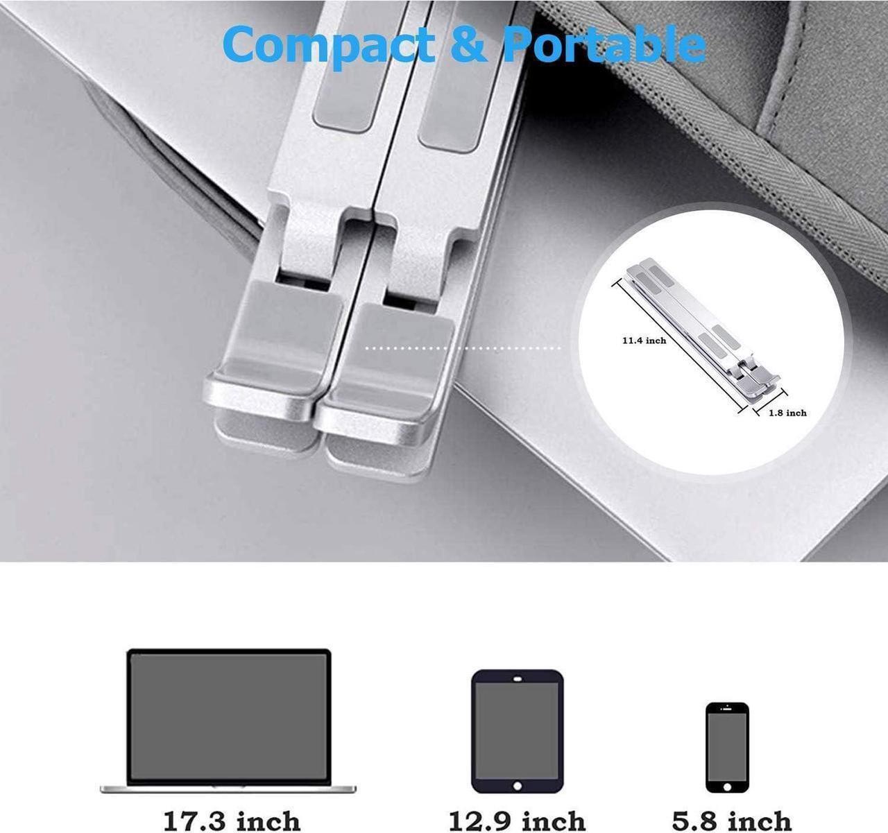 Alt view image 7 of 7 - Laptop Stand for Desk, Laptop Riser,Aluminum Alloy Laptop Holder , 6-Angle Adjustable Compatible with 10-15.6 Inch MacBook PC-Notebook Tablet, Silver