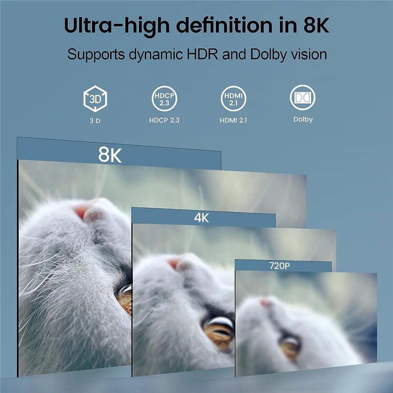 Alt view image 5 of 7 - 8K@60Hz HDMI Switch 5 in 1 Out w/IR Remote Control, 5 Port Switcher Selector Box for Xbox Nintendo PS5 PS4 TV Fire Stick Supports Ultra HD Dolby Vision, 48Gbps, HDR10, HDCP 2.3 & 3D - OZ8Q5