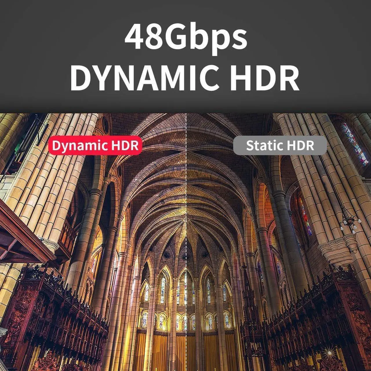 Alt view image 6 of 7 - 8K HDMI 2.1 Ultra High Speed 48Gbps Cable Compatible with Apple TV Roku Netflix Playstation Xbox One X Samsung Sony LG, 4.9Feet/1.5Meter